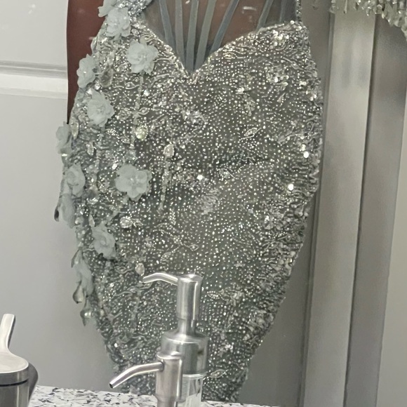 Elegant One Shoulder Silver Dress